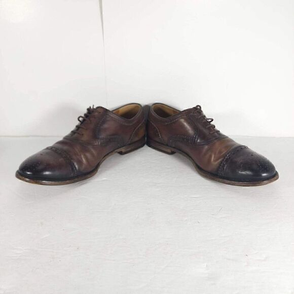 GUCCI Men's Made in ITALY US7,5 Cap Toe Leather Brown derby Oxfords Shoes - Picture 4 of 12